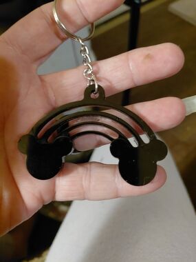 Black Rainbow Keychain Charm for Kids with Playful Silhouette